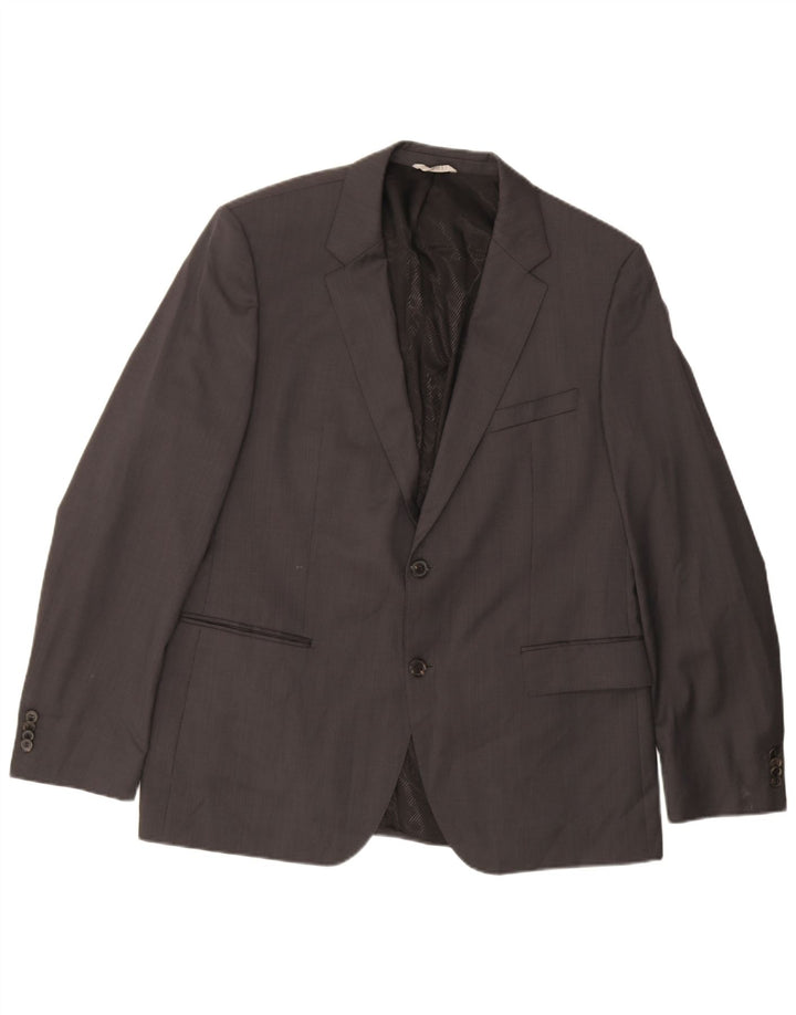 Jaqueta Blazer Masculina Hugo Boss com 2 Botões UE 56 3XL Lã Virgem Cinza