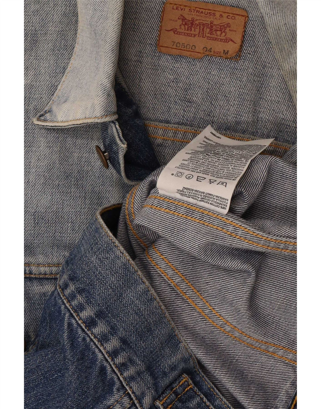 Jaqueta jeans masculina com lavagem ácida Levi's Reino Unido 38 algodão azul médio clássico