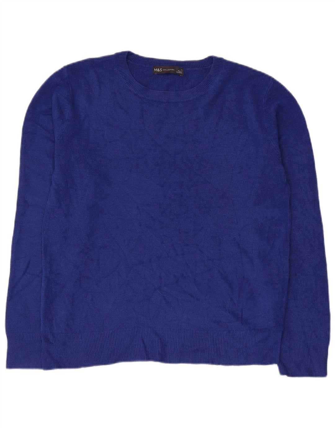Suéter feminino Marks & Spencer com gola canoa Reino Unido 12 acrílico azul médio