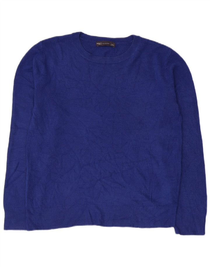 Suéter feminino Marks & Spencer com gola canoa Reino Unido 12 acrílico azul médio
