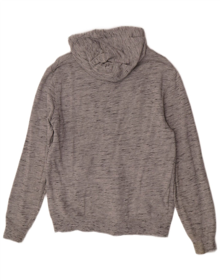 Zara Suéter masculino com capuz e zíper cinza médio algodão manchado