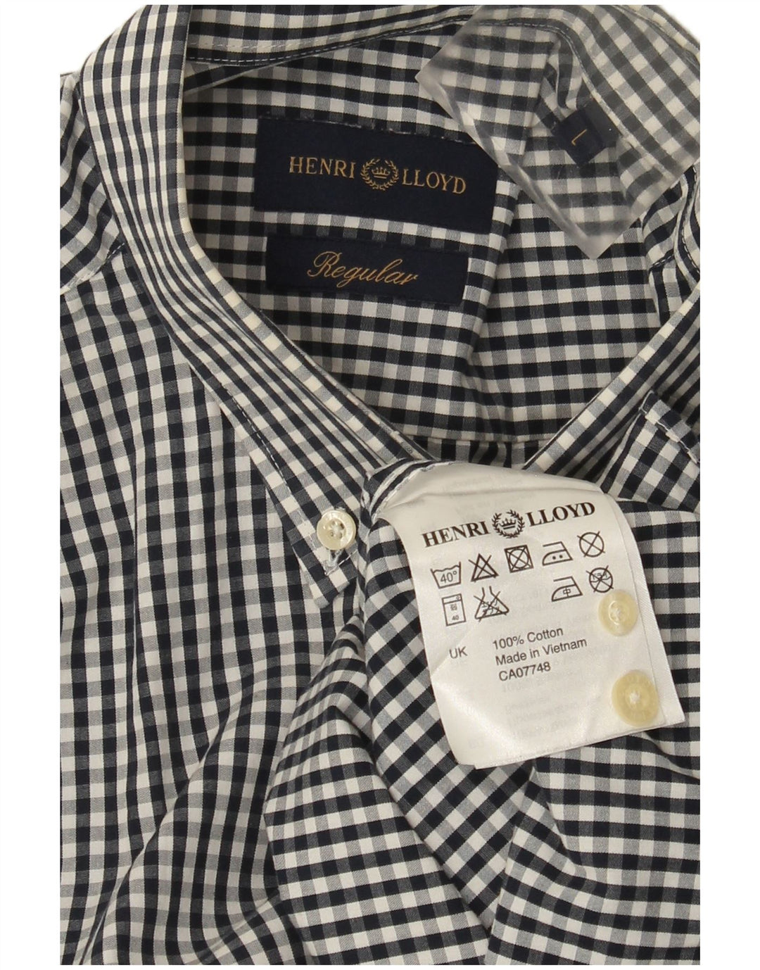Camisa masculina de ajuste regular Henri Lloyd grande algodão preto guingão