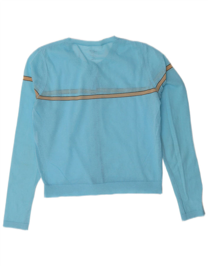 Suéter feminino Marccain Crop Cardigan UK 14 listrado azul médio