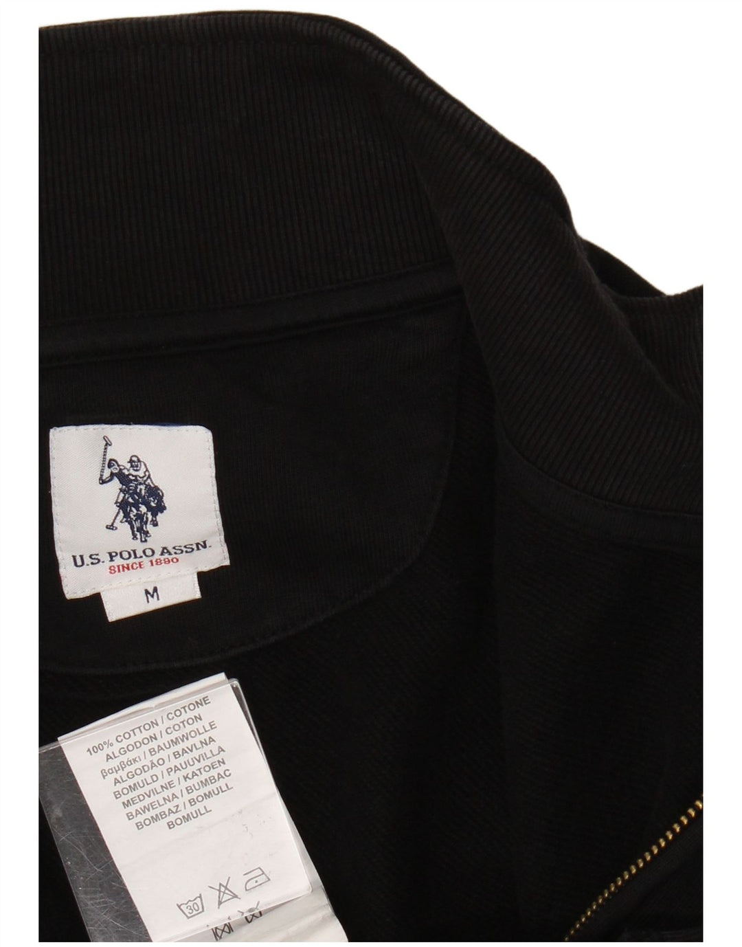 US Polo Assn. Jaqueta masculina de moletom de algodão preto médio