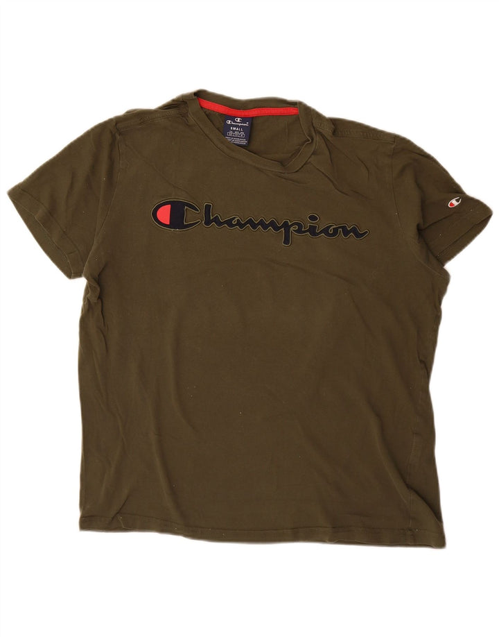 Camiseta feminina estampada grande Champion UK 10 pequena cáqui