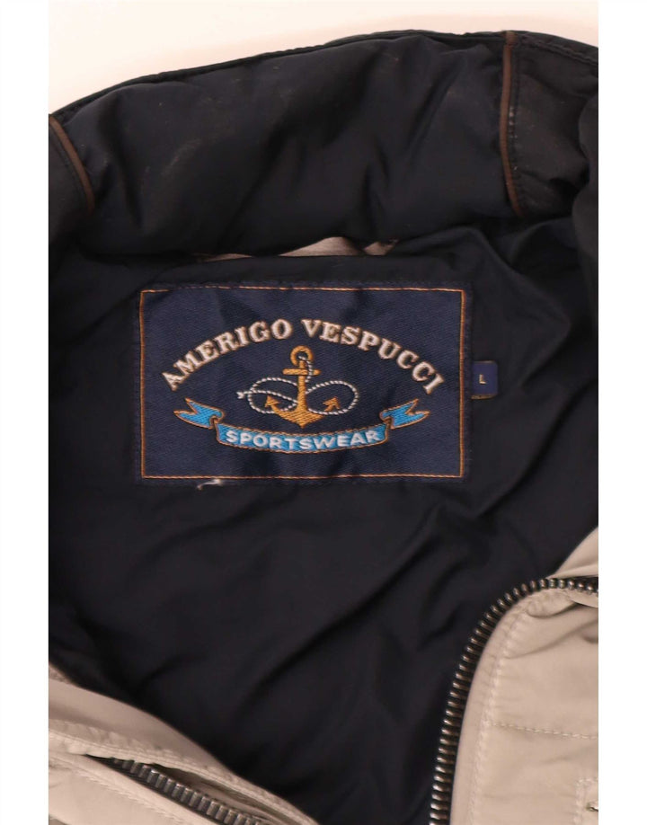 Jaqueta acolchoada masculina Amerigo Vespucci UK 40 grande cinza colorblock poliamida