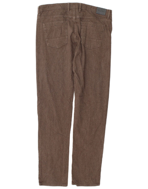 Calça casual slim masculina Massimo Dutti UE 42 grande W32 L32 algodão marrom