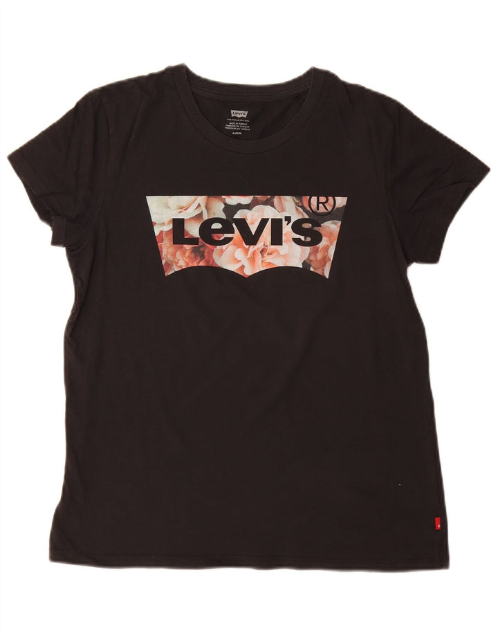Camiseta feminina gráfica Levi's UK 14 médio preto