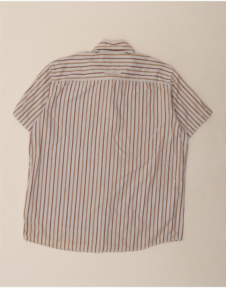 Camel Active Camisa masculina de manga curta XL algodão listrado azul