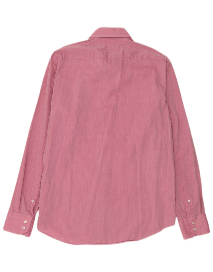 Camisa masculina de ajuste regular Hugo Boss tamanho 40 15 1/2 algodão rosa médio