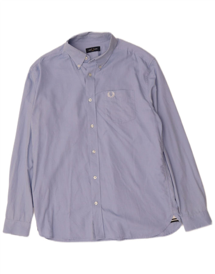 Camisa masculina Fred Perry grande algodão azul