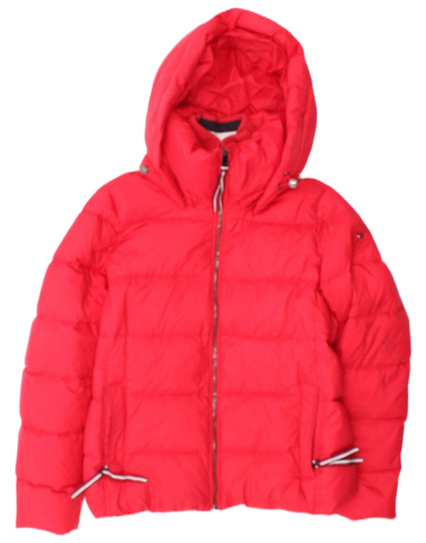 Jaqueta acolchoada com capuz feminina Tommy Hilfiger Reino Unido 14 algodão vermelho médio