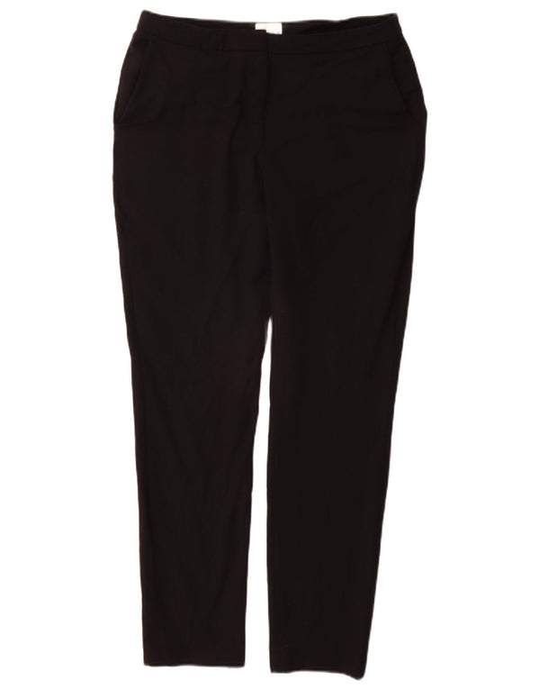 Calça feminina Reiss Slim Suit UK 10 pequena W28 L29 lã preta