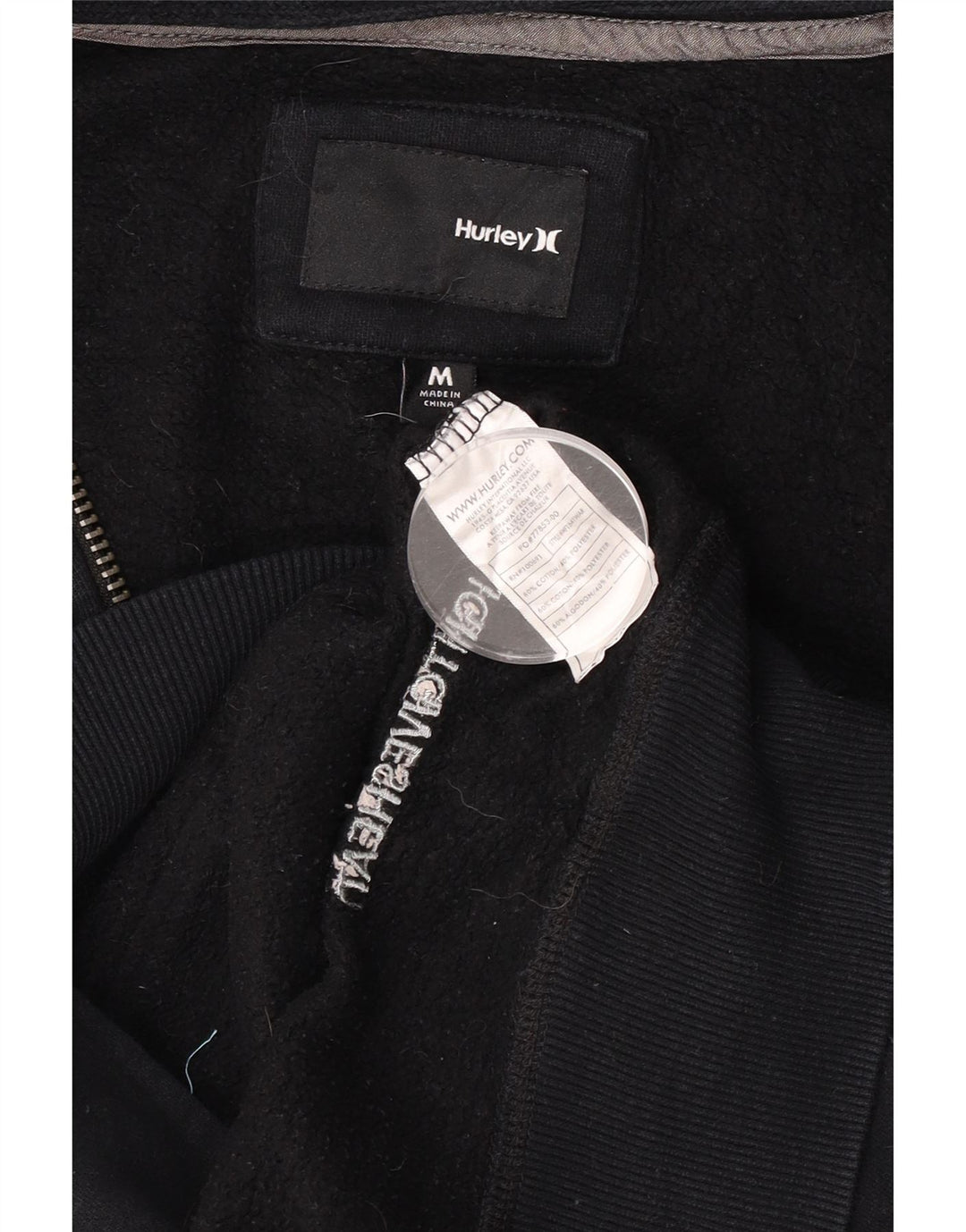 Suéter masculino Hurley com capuz e zíper gráfico médio algodão preto