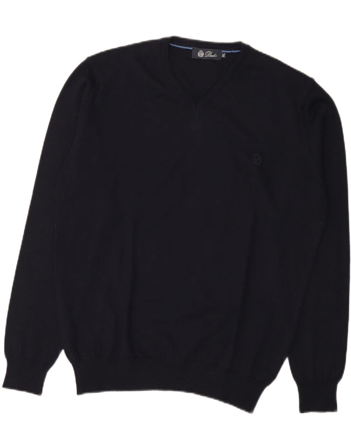 Suéter masculino Dack com decote em V XL lã azul marinho