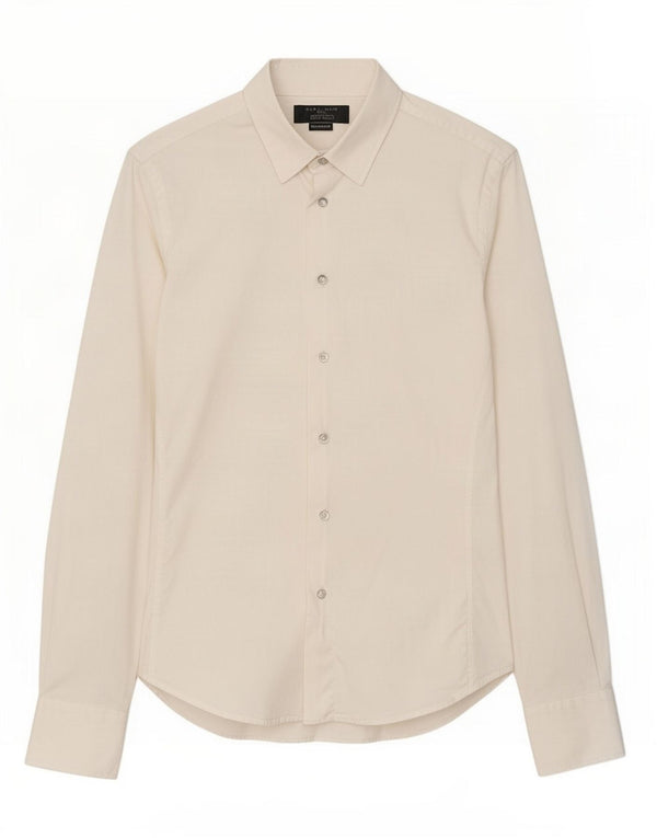 Camisa masculina Zara Super Slim Fit pequena branca