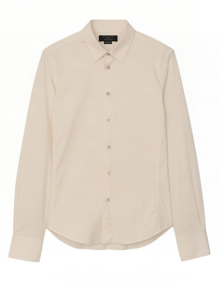 Camisa masculina Zara Super Slim Fit pequena branca