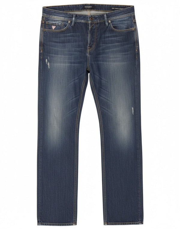 Guess Mens Rebel Regular Straight Jeans W34 L34 Azul