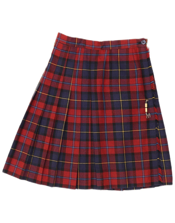 NORTONS Womens High Waist Pleated Wrap Skirt IT 44 Medium W26  Red Plaid