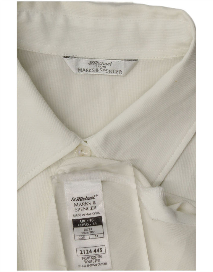 Blusa feminina sem mangas Marks & Spencer Reino Unido 16 grande poliéster branco