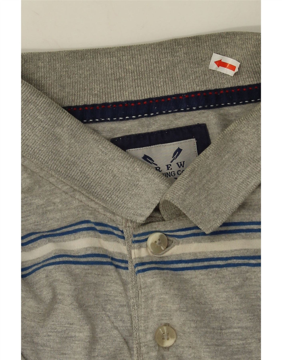 Camisa polo masculina Crew Clothing algodão listrado cinza médio