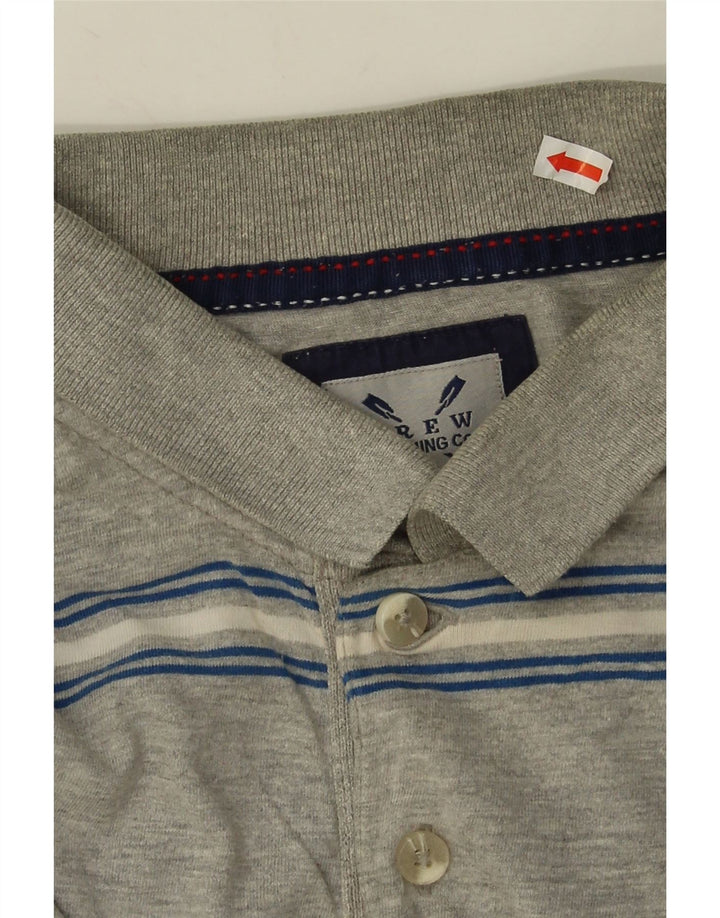 Camisa polo masculina Crew Clothing algodão listrado cinza médio