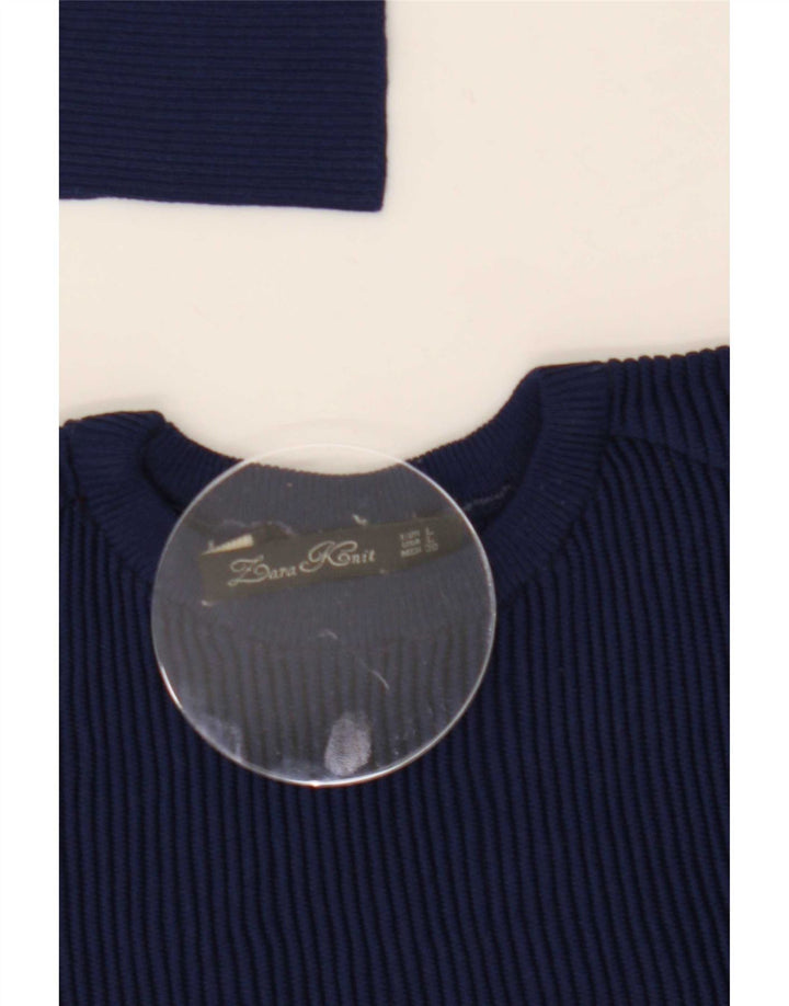 Top feminino Zara manga comprida UK 14 grande azul