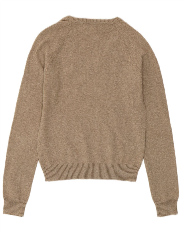 Suéter feminino ZARA com decote em V Reino Unido 8 pequeno algodão cinza