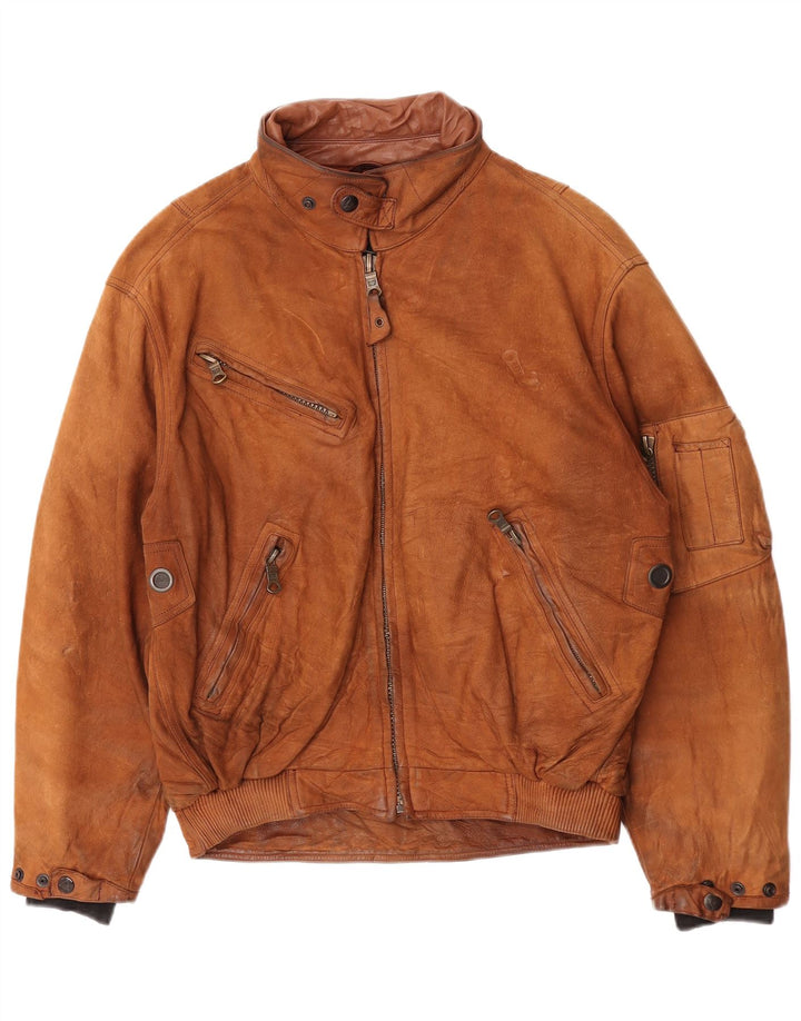 Jaqueta masculina de couro Dainese Loose Fit IT 50 couro marrom médio