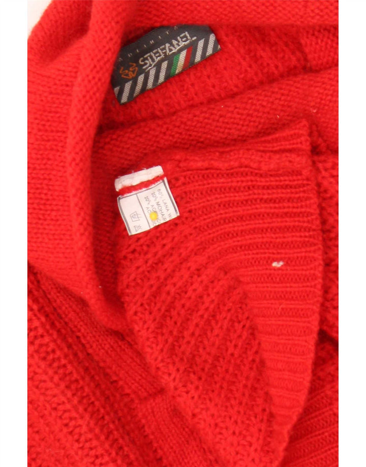 Suéter feminino Stefanel com gola redonda Reino Unido 18 XL lã vermelha