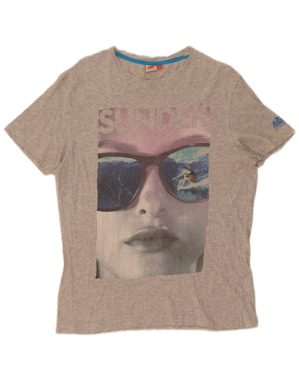 Camiseta feminina Sundek com estampa gráfica UK 14 cinza médio manchado