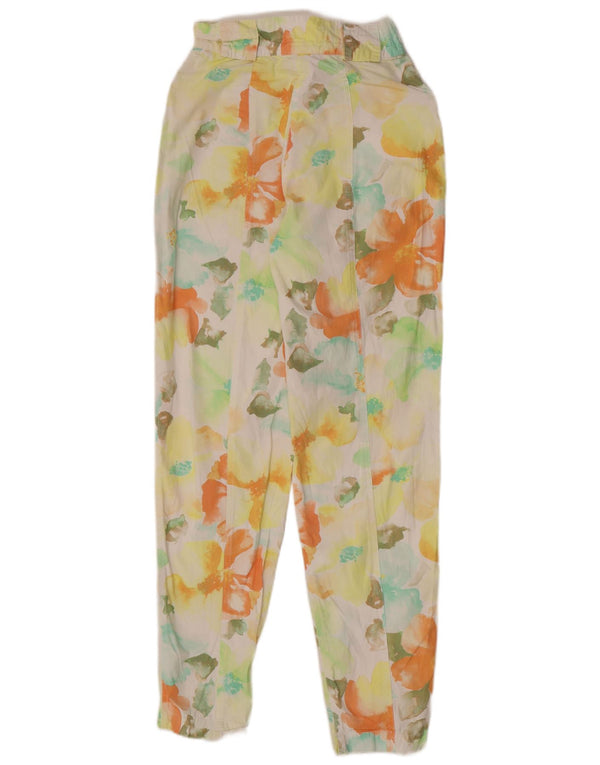 Calças Cônicas Femininas Vintage UK 12 Médio W25 L29 Multicolorido Floral