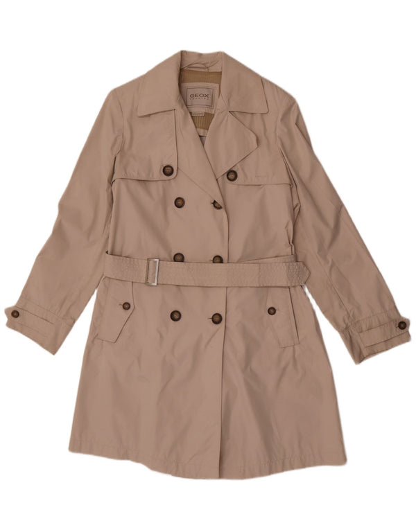 Geox Womens Respira Double Breasted Trench Coat UK 8 Pequeno Poliéster Bege
