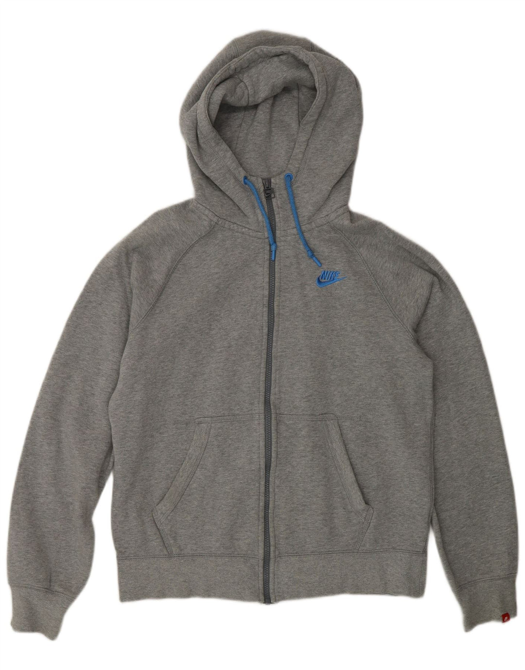 Suéter Nike masculino com capuz e zíper cinza médio algodão