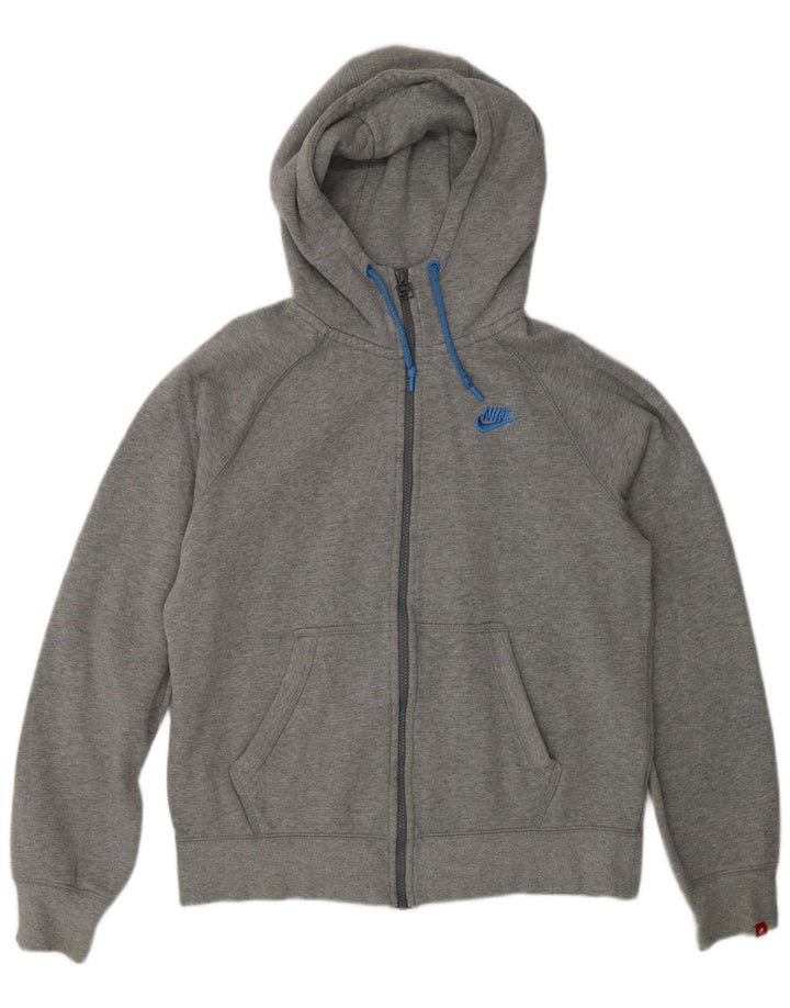 Suéter Nike masculino com capuz e zíper cinza médio algodão