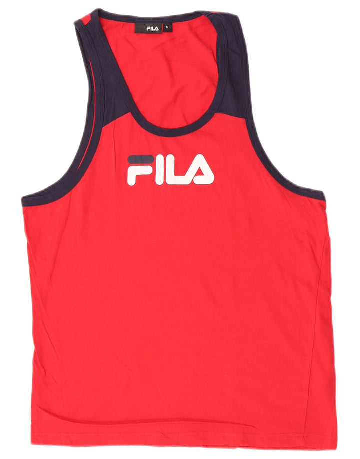 Fila Mens Graphic Vest Top Médio Algodão Colourblock Vermelho