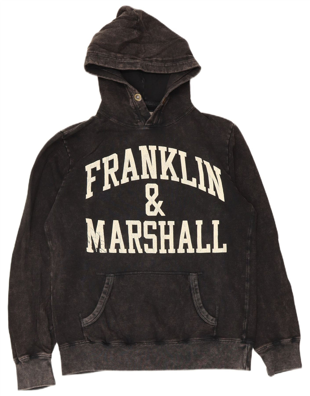 Franklin Marshall masculino gráfico moletom com capuz médio algodão preto