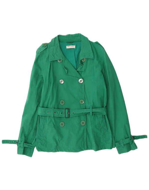 Casaco trench curto feminino Marks & Spencer Reino Unido 12 algodão verde médio