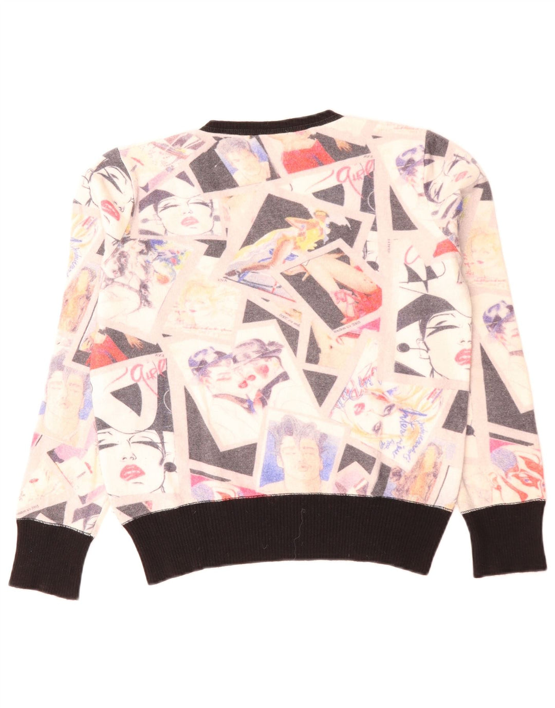 Suéter feminino Iceberg com decote em V IT 46 grande bloco colorido branco