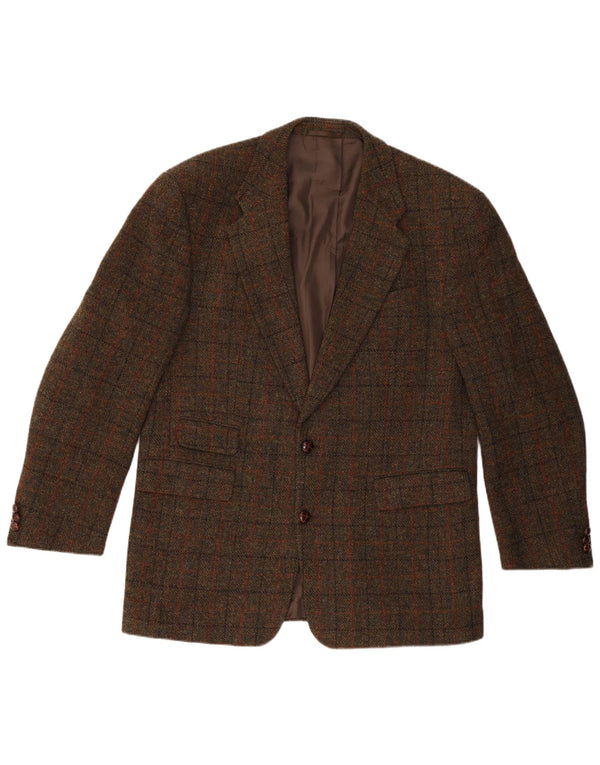 Jaqueta blazer masculina de 2 botões HARRIS TWEED IT 54 2XL marrom xadrez nova lã