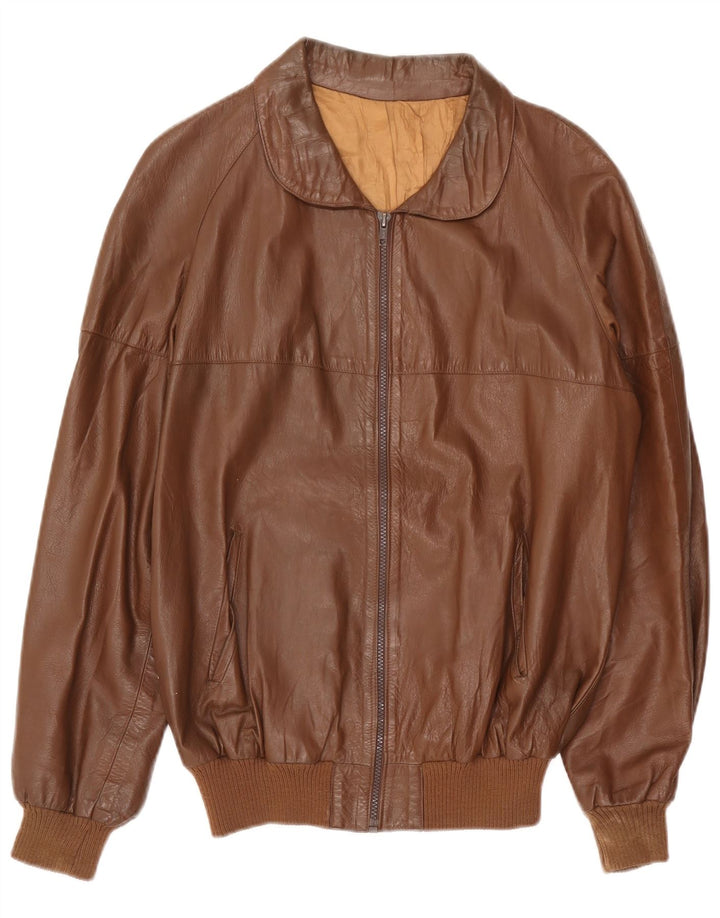 Jaqueta de couro masculina vintage UK 38 marrom médio