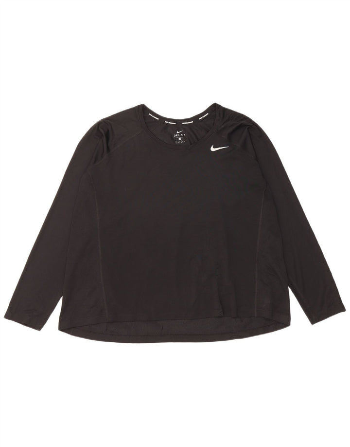 Top Nike Dri Fit Feminino Manga Longa UK 22 3XL Poliéster Preto