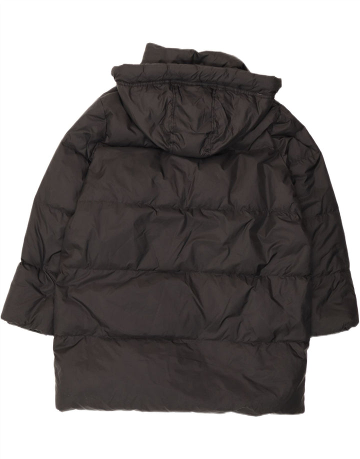 Casaco acolchoado com capuz grande Zara feminino UK 10 pequeno preto poliamida