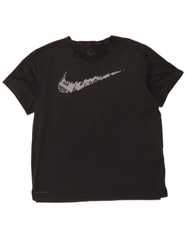 Camiseta Nike masculina Dri Fit Standard Fit gráfica top grande poliéster preto