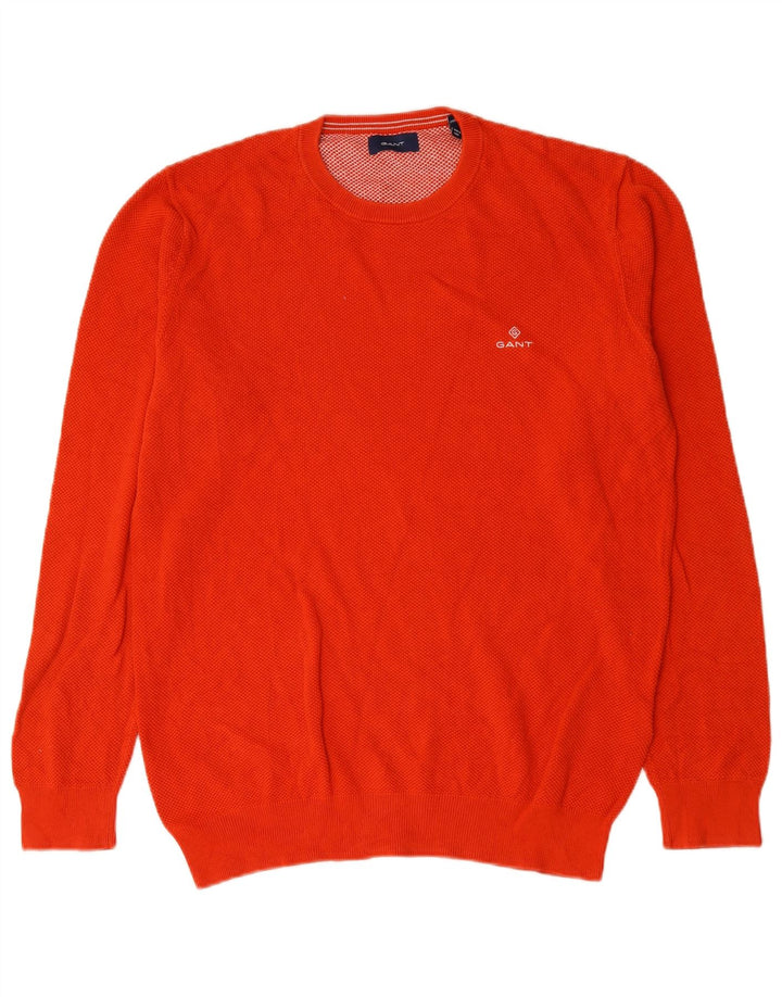 Suéter masculino Gant com gola redonda e algodão laranja grande