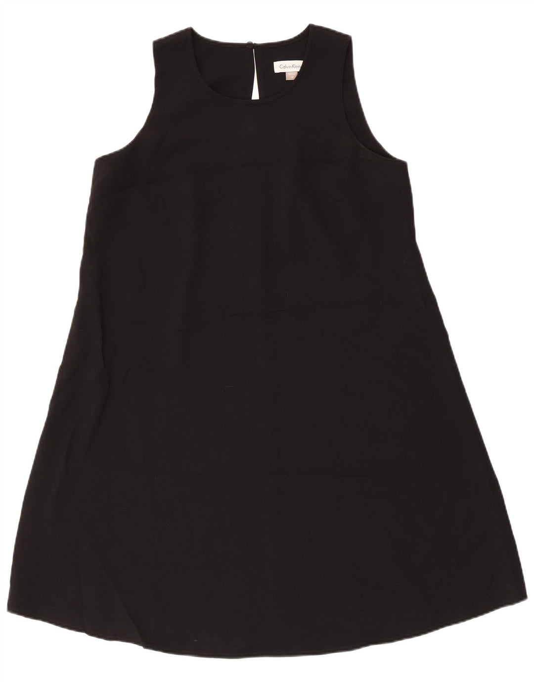 CALVIN KLEIN Vestido feminino sem mangas evasê EUA 10 grande poliéster preto