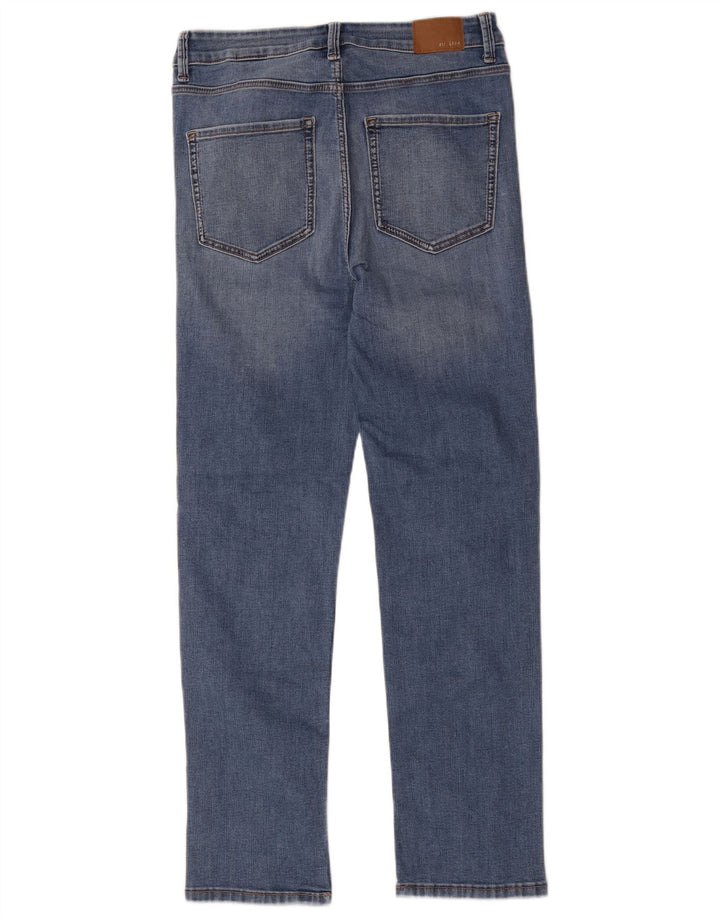 Calça jeans feminina Marks & Spencer Sienna Straight UK 12 médio W28 L28 azul