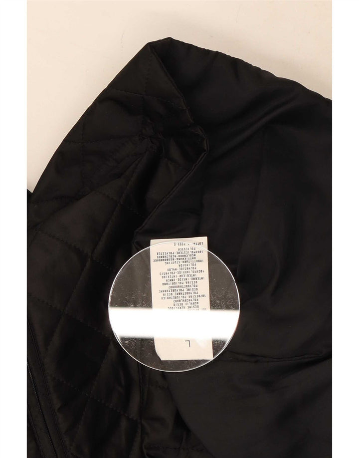 Colete acolchoado feminino Benetton UK 16 grande poliamida preta