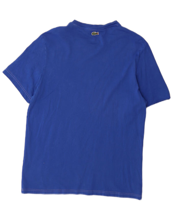 Camiseta masculina Lacoste Regular Fit gráfica tamanho superior 5 grande algodão azul