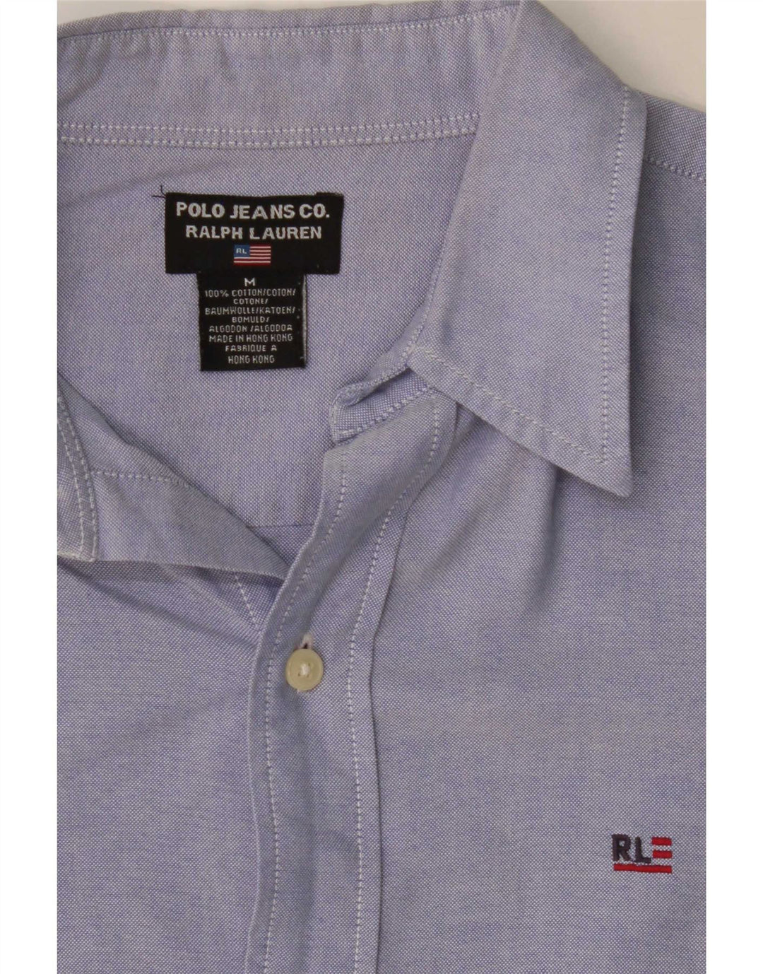 Camisa masculina Ralph Lauren média azul algodão clássico